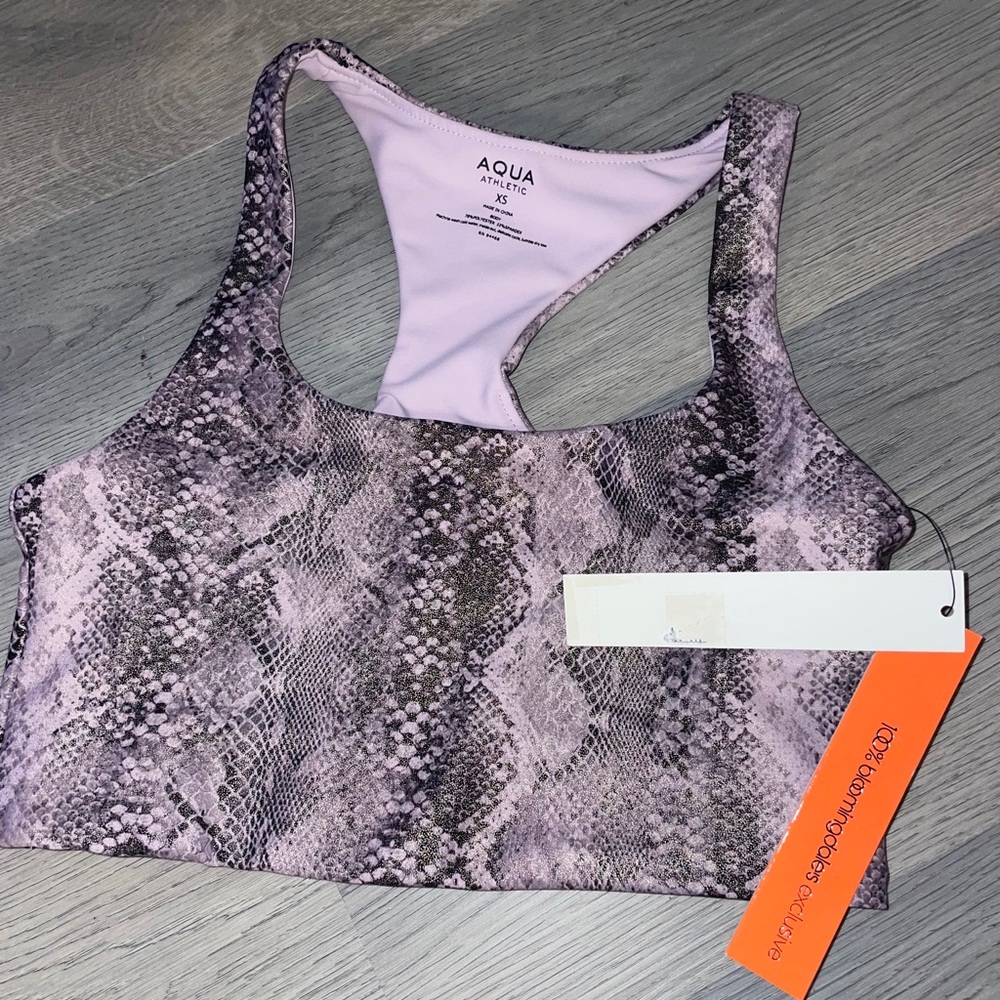 NWT Aqua Athletic Metallic Snakeskin Sports Bra